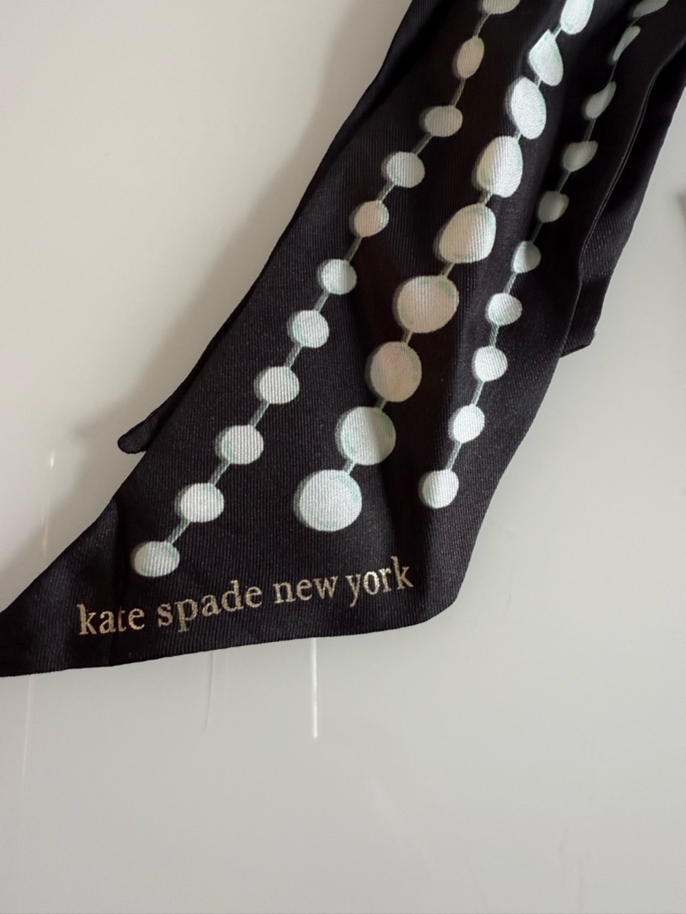 Kate Spade New York ♠️ pearls silk skinny scarf NEW with tags - Picture 4 of 7
